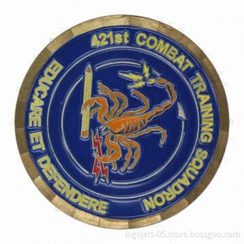 Commemoratory Die Struck Copper Coin with Soft Enamel Color Filled and Diamond Cut Edge